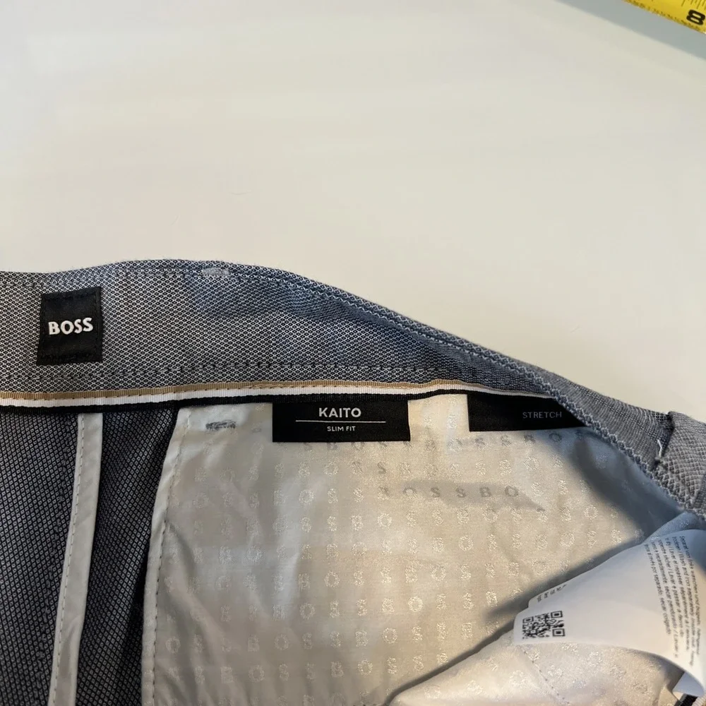 Hugo Boss Kaito Slim Fit‎ Trouser Stretch Men Size 34 Navy Gray Pattern